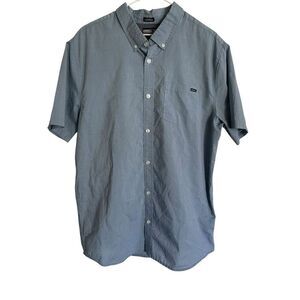 O'Neill Men Blue Cotton Blend Classic Fit Short Sleeve Button Down Shirt Size XL